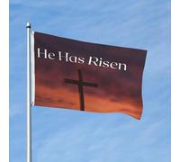 He Has Risen Easter Flag Resistente Alle Intemperie Bandiera Da Giardino Colore Vivido Bandiera Per Balcone Esterno Prato 90X150Cm