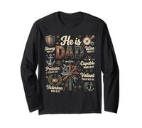 He is Dad Bible Verse Strong Wise Christian Father's Day Maglia a Manica