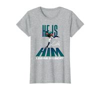 He is Him Logan Gilbert Seattle Baseball MLBPA Maglietta, Donna, Grigio Melange, L