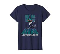 He is Him Logan Gilbert Seattle Baseball MLBPA Maglietta, Donna, Navy, S