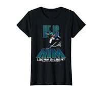 He is Him Logan Gilbert Seattle Baseball MLBPA Maglietta, Donna, Nero, S