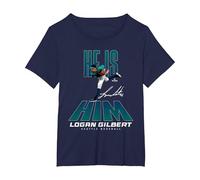 He is Him Logan Gilbert Seattle Baseball MLBPA Maglietta, Donna Plus-Size, Navy, 4X