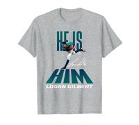 He is Him Logan Gilbert Seattle Baseball MLBPA Maglietta, Uomo, Grigio Melange, M