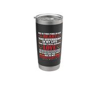 He Is My Firefighter Funny Fireman Firefighters Lovers Bicchiere termico in acciaio inox doppia parete