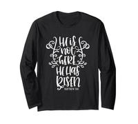 He Is Not Here for He Has Risen Christian Bible Verse Citazione Maglia a Manica