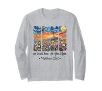 He Is Risen Christian Wildflower Happy Easter Van Gogh Style Maglia a Manica