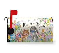 He is Risen - Coperture magnetiche per cassetta postale pasquali di grandi dimensioni, coniglietto carino con uova colorate, copertura oversize 65,5 x 53 cm primavera floreale croce cassetta delle