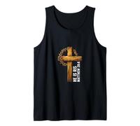 He Is Risen Croce Corona Spine Matteo 28:6 Christian Faith Canotta