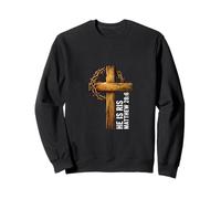 He Is Risen Croce Corona Spine Matteo 28:6 Christian Faith Felpa
