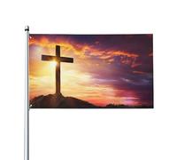 He is Risen Flag 3x5 Ft Religious Easter Cross Jesus Flag Double Sided Banner,Suitable for party decorations indoor outdoor garden decorations