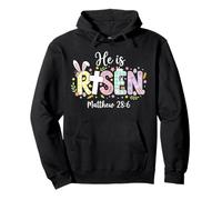 He Is Risen Jesus Christian Happy Easter Day Coniglio Bunny Felpa con Cappuccio