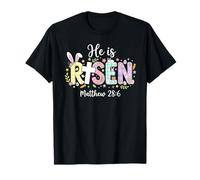 He Is Risen Jesus Christian Happy Easter Day Coniglio Bunny Maglietta