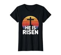 He Is Risen Maglietta con Stampa Grafica Economica, Donna, Nero, S