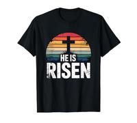 He Is Risen Maglietta con Stampa Grafica Economica, Uomo, Nero, S