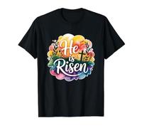 He Is Risen Maglietta con Stampa Grafica Economica, Uomo, Nero, S