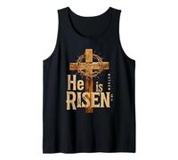 He is Risen Retro Vintage Croce Happy Easter Canotta