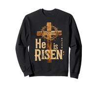 He is Risen Retro Vintage Croce Happy Easter Felpa