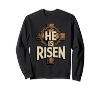 He is Risen Retro Vintage Croce Happy Easter Felpa
