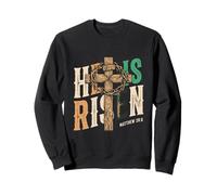 He is Risen Retro Vintage Croce Happy Easter Felpa