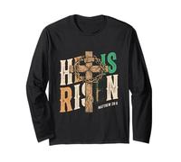 He is Risen Retro Vintage Croce Happy Easter Maglia a Manica