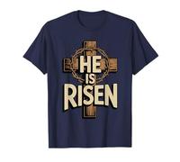 He is Risen Retro Vintage Croce Happy Easter Maglietta