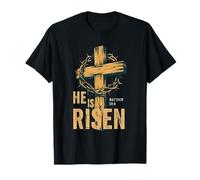 He is Risen Retro Vintage Croce Happy Easter Maglietta