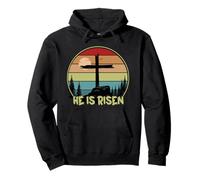 He is Risen Retro Vintage Happy Easter Felpa con Cappuccio