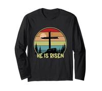 He is Risen Retro Vintage Happy Easter Maglia a Manica