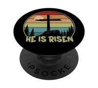 He is Risen Retro Vintage Happy Easter PopSockets PopGrip Adesivo