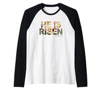 He is Risen - Watercolor Passover Easter Cross of Jesus Maglia con Maniche Raglan