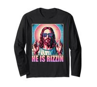 He Is Rizzin Gesù Umorismo Religioso Icona Moderna Pop Colta Maglia a Manica