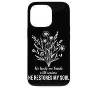 He Leads Me Beside Still Waters Salmo 23 Citazione cristiana Custodia per iPhone 13 Pro