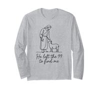 He Left The 99 to Find Me, Disegno di Versetto biblico Cristiano Maglia a Manica