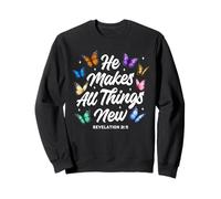 He Makes all Things New Revelation Bibbia Verse Butterflies Felpa