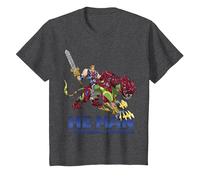 He-Man & Masters of The Universe Ufficiale Maglietta, Bambini, Grigio Scuro, 8 Anni