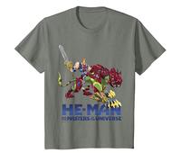 He-Man & Masters of The Universe Ufficiale Maglietta, Bambini, Verde Militare mélange, 12 Anni