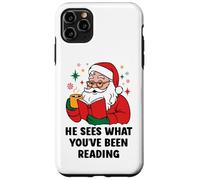 He Sees What You've Been Reading Santa Christmas Book Lovers Custodia per iPhone 11 Pro Max