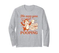 He Sees You When You’re Pooping Shirt Renna Divertente Maglia a Manica