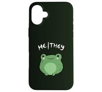 He They Pronouns Frog Cute Nonbinary Queer Aesthetic Custodia per iPhone 16 Plus