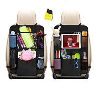 HE-TOP Protezione Sedili Bambini, 2 Pezzi Organizzatore Sedile Posteriore Impermeabile con Multi-Tasca e Pocket iPad/Tablet Trasparente, Organizer per Auto