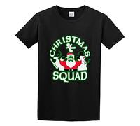 HE YE SHAN ZHA TIAO Christmas Squad Unisex 100% Cotton Short-Sleeve T-Shirts Black M