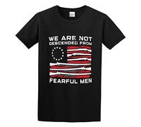 HE YE SHAN ZHA TIAO Flag Gun We Are Not Descended from Fearful Men Unisex 100% Cotton Short-Sleeve T-Shirts Black XXXL
