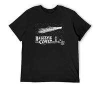 HE YE SHAN ZHA TIAO Halley'S Comet Space Geek Vintage Graphic Science Astronomy Astrology Unisex Cotton T-Shirts Black S