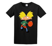 HE YE SHAN ZHA TIAO Hey Arnold Gerald Basketball Happy Birthday Unisex 100% Cotton Short-Sleeve T-Shirts Black XXL