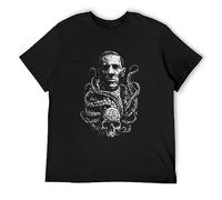 HE YE SHAN ZHA TIAO Howard Phillips Lovecraft Dark Unisex 100% Cotton Short-Sleeve T-Shirts Black S