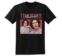 HE YE SHAN ZHA TIAO Timothee Chalamet Vintage T-Shirt Men Retro 90S Cotton TV Tee Men's Unisex Tee Black S Unisex 100% Cotton Short-Sleeve T-Shirts Black XL