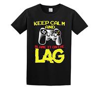 HE YE SHAN ZHA TIAO Video Games Computer Gamer Keep Calm Blame It On The Lag Crazy Squirrel Transparent Unisex 100% Cotton Short-Sleeve T-Shirts Black M