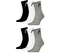 HEAD Calzini sportivi da uomo, confezione da 6, Grigio/bianco/nero, 39-42