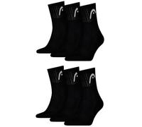 HEAD Calzini sportivi da uomo, confezione da 6, Nero , 39-42
