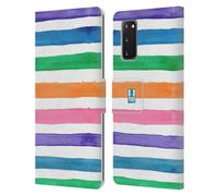 HEAD CASE ACQUARELLO A STRISCE CUSTODIA COVER PORTAFOGLIO IN PELLE PER SAMSUNG 1